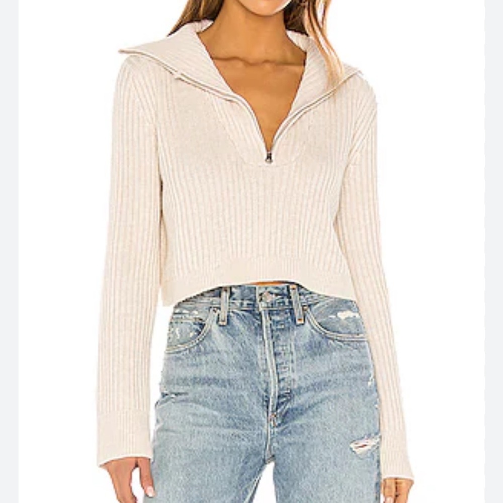 TULAROSA LOVELLE ZIP UP SWEATER CREAM WOMENS SMALL WOOL